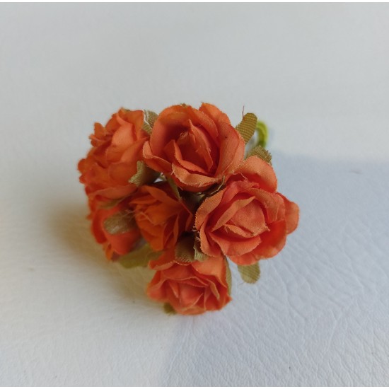 Цветы из ткани 2,5 см в пучках (6 шт) цв.темно-оранжевый, цена за пучок